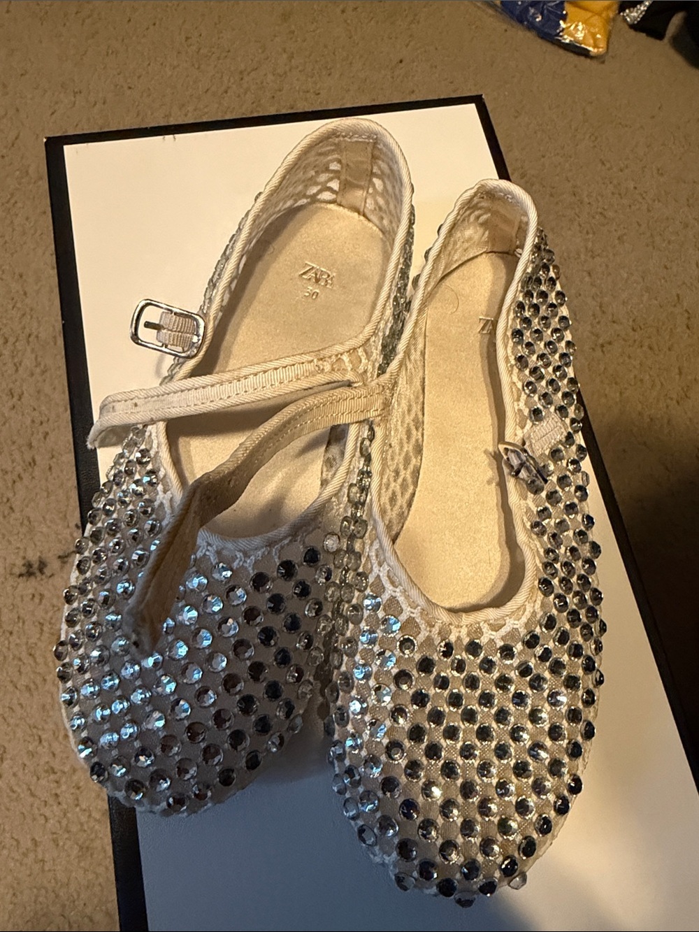 Kids Sparkle Mary Jane Shoes in white with Rhinestones